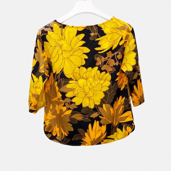 Dries Van Noten Black and Yellow Floral Blouse - Picture 2 of 9